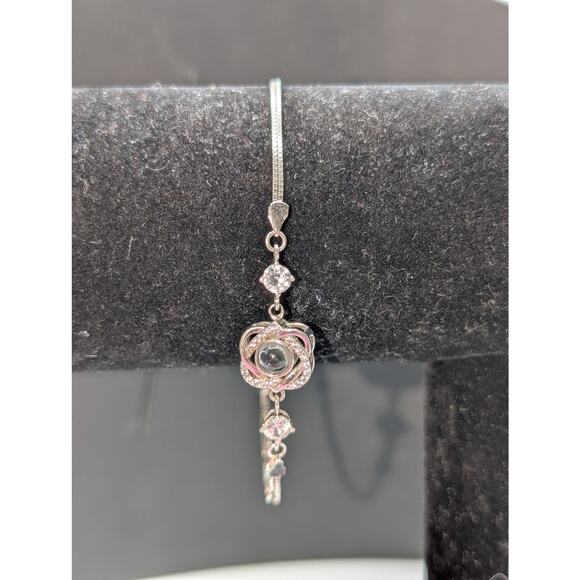 925 Sterling Silver 'I Love You' In 100 Languages Projection Bracelet - Picture 9 of 10